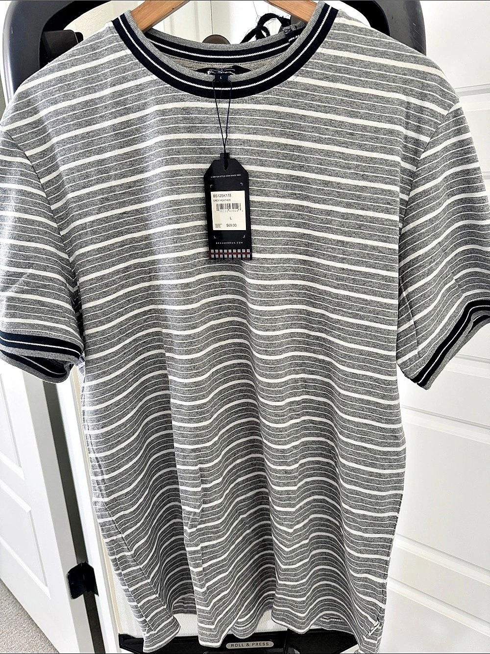 Ben Sherman Short Sleeve Striped T-Shirt Striped Short Sleeve T-Shirt in Gray &